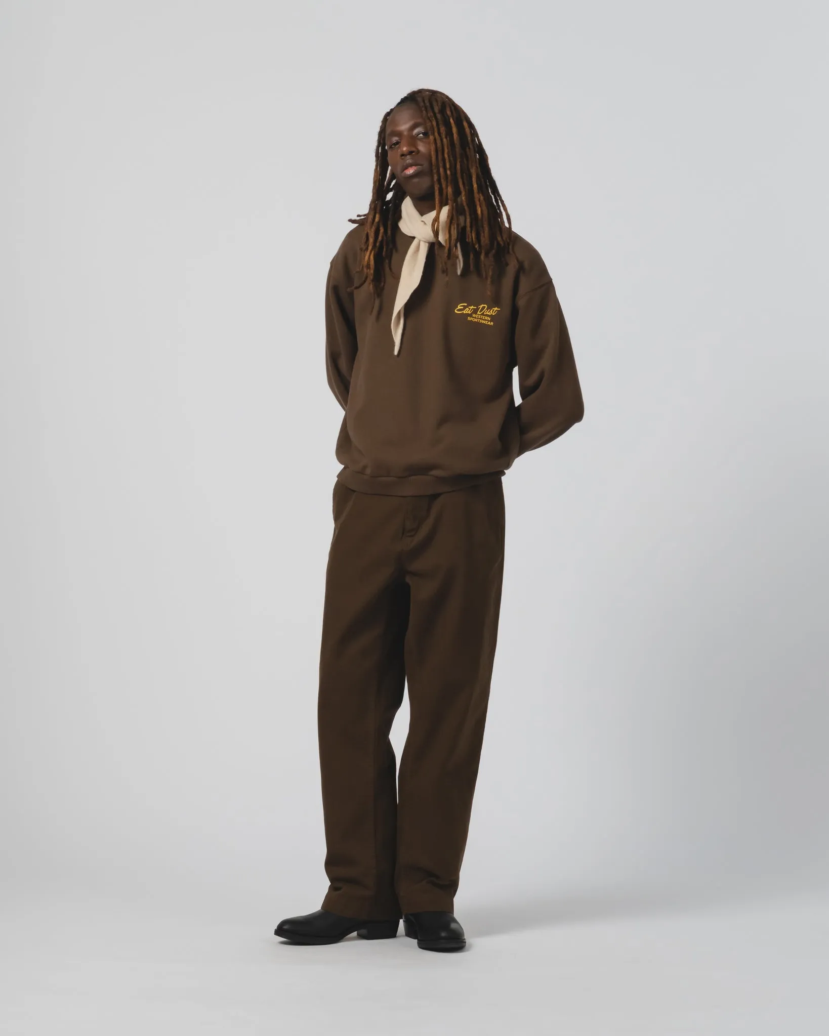 Plush Interior Western Sportswear Sweater Basic Fleece Brown