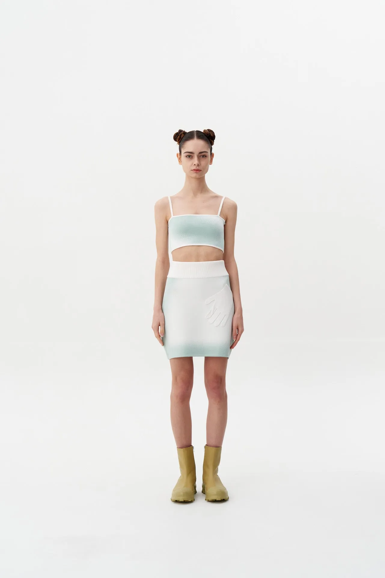 ConvertibleSleeves WHIRLPOOL "SPRAY PAINTED" BRA TOP WITH DETACHABLE GLOVES