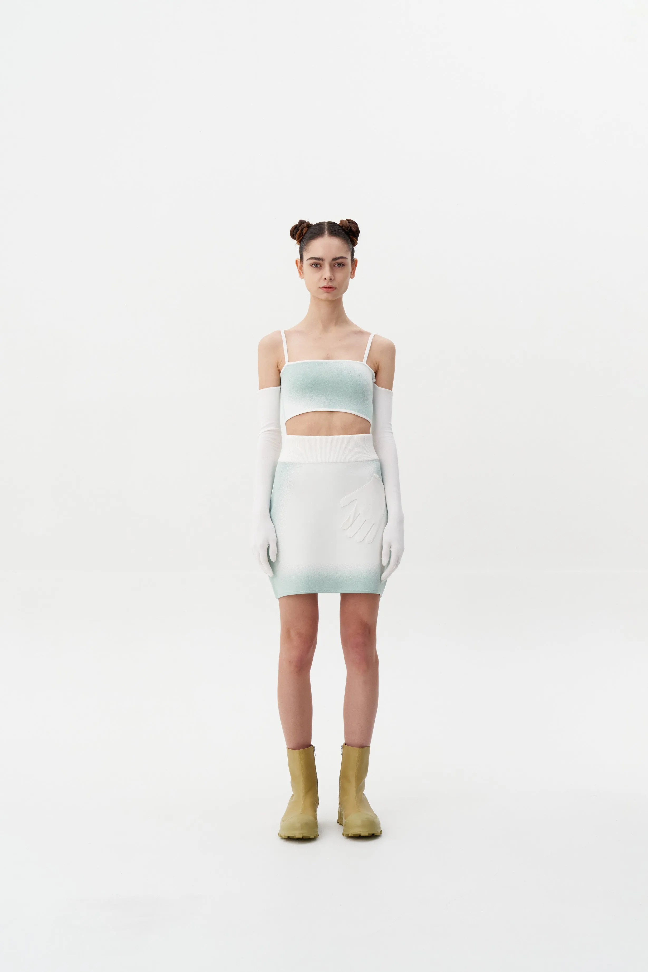 WHIRLPOOL "SPRAY PAINTED" BRA TOP WITH DETACHABLE GLOVES VentilatedArmholes