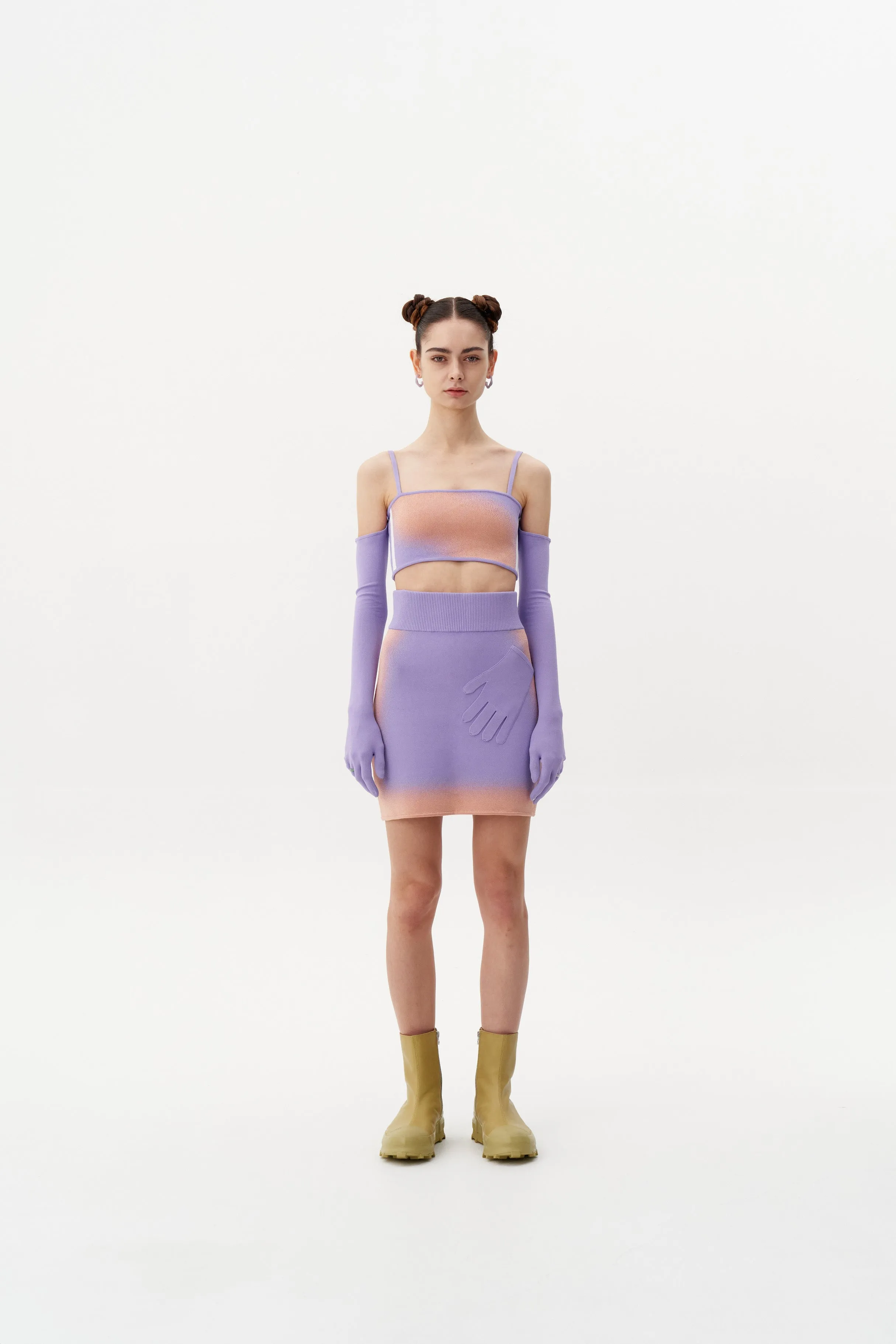 Odor Neutralizing Technology ReinforcedStitching WHIRLPOOL "SPRAY PAINTED" BRA TOP WITH DETACHABLE GLOVES