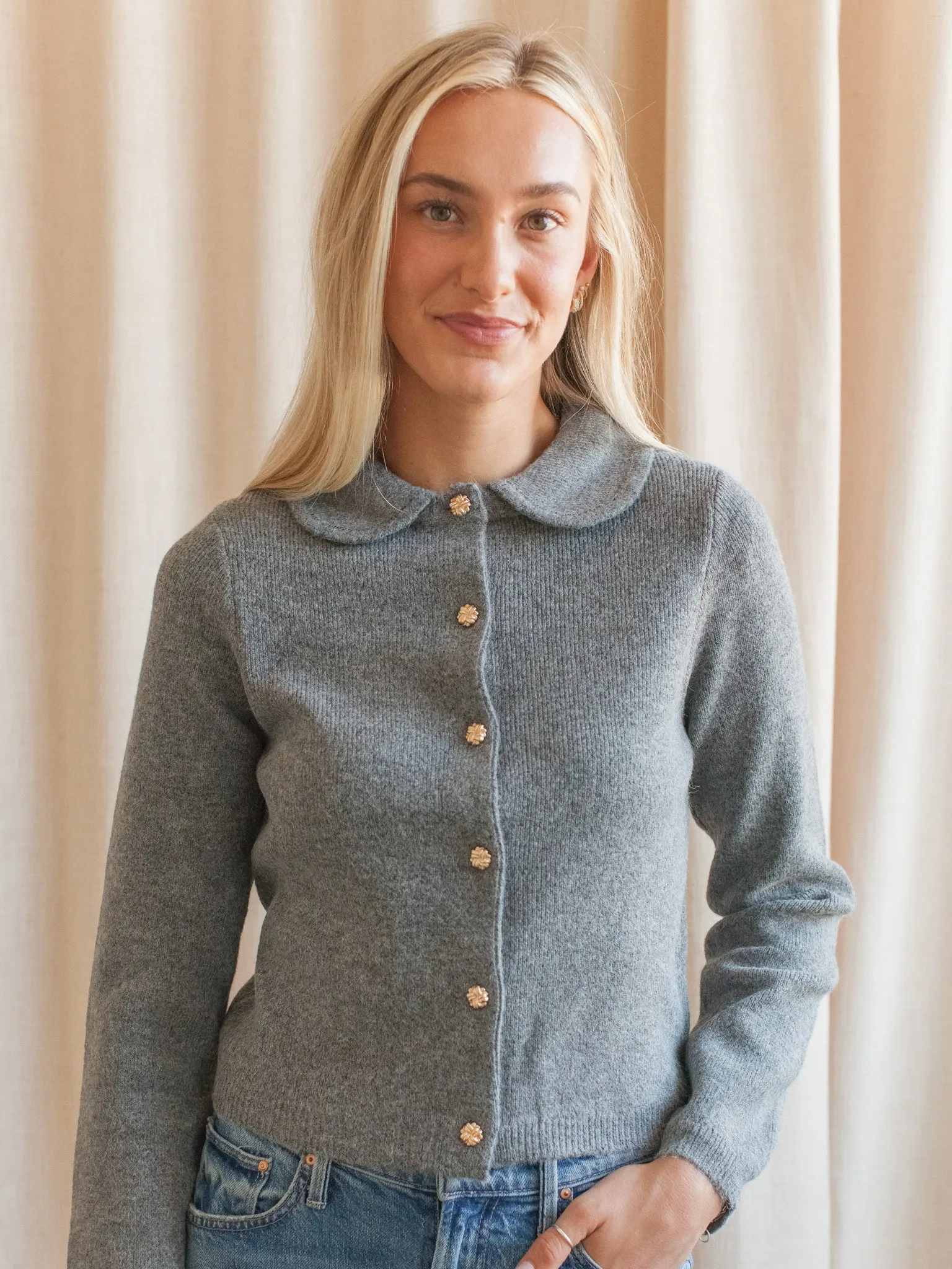 Winter Wear Peter Pan Grey Cardigan