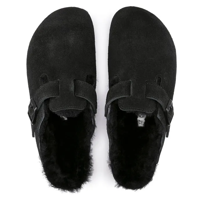 Elastic laces Womens Birkenstock Boston Shearling Black