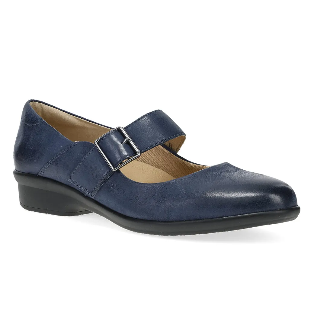 Womens Dansko Collette Wide in Navy Outfit Boost Arch Support Design