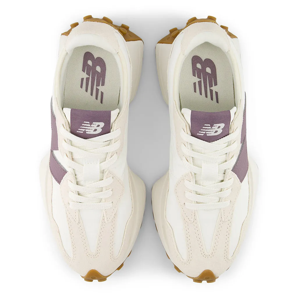 Womens New Balance 327 in Linen/Sea Salt/Dark Ice Wine Gel cushion