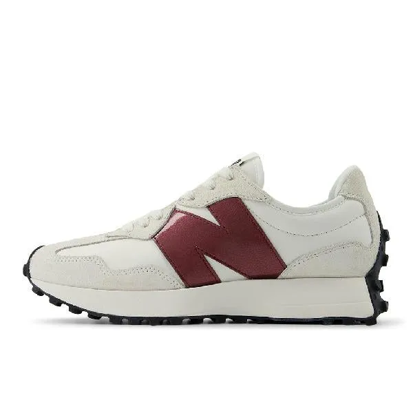 Womens New Balance 327 in Sea Salt/Monarch Burgundy Orthotic Friendly Design Pasture Run