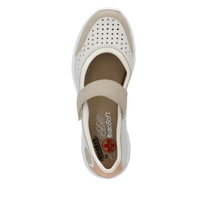 Smooth Texture Comfort   cushion Womens Rieker Nikita MJ in Ginger/Off White/Aprikot