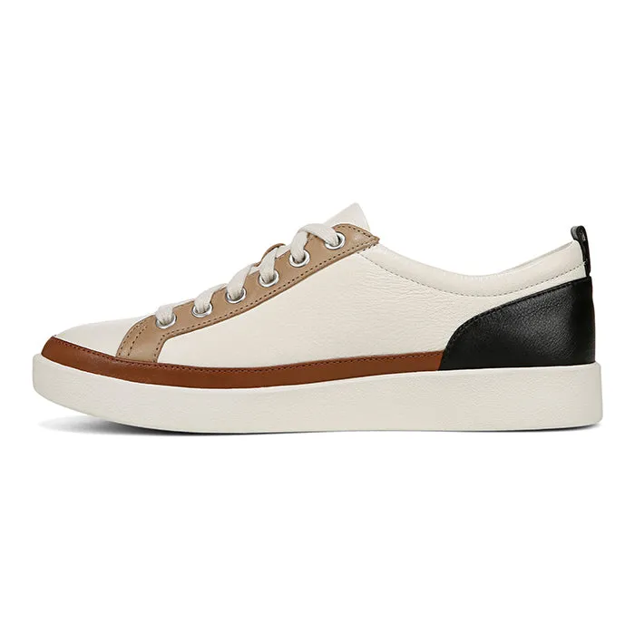 Womens Vionic Winny Lace Up Sneaker in Ivory/Black Scratch   Resistant