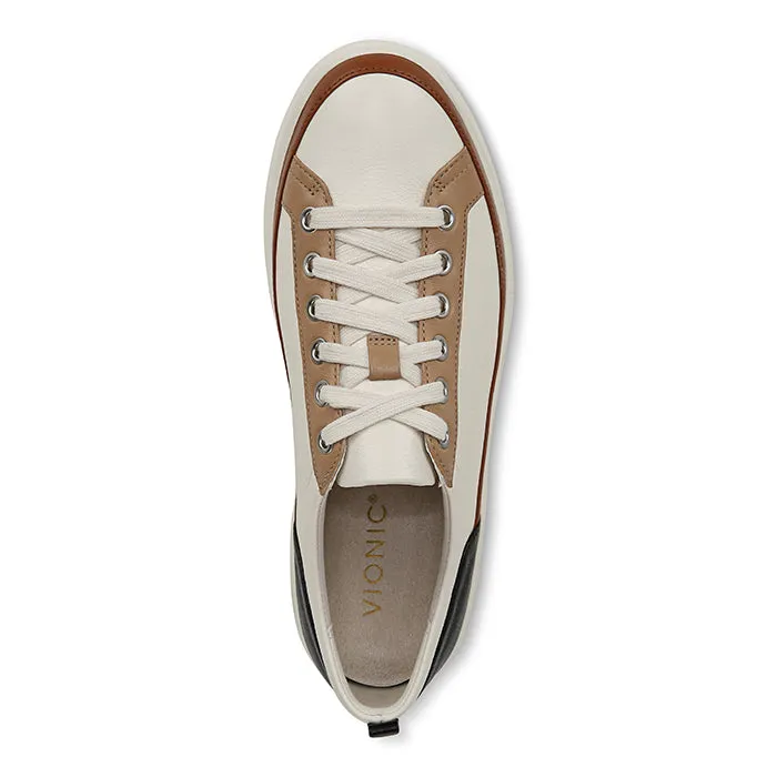 Womens Vionic Winny Lace Up Sneaker in Ivory/Black Ankle Support Padding Night Jog