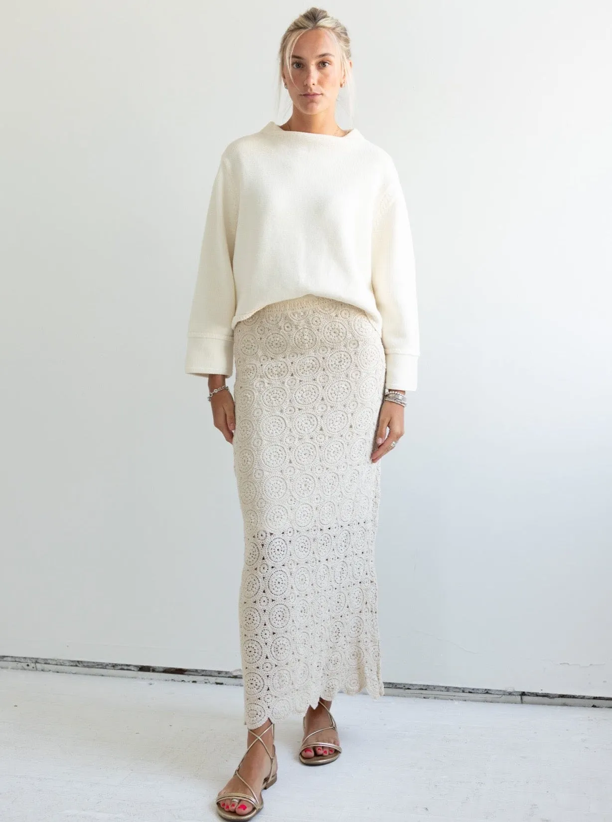 Crisscross Back Quiet Style Alyssa Crochet Skirt