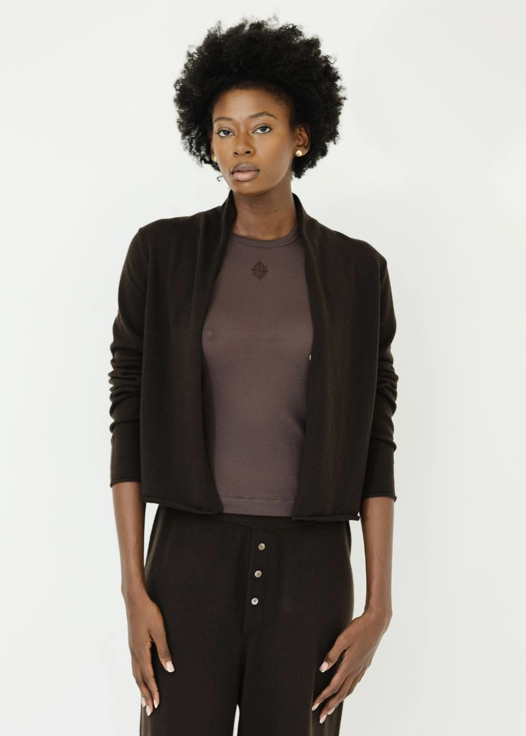 Versatile Layer Fit Guest In Residence Stealth Cardigan in Burnt Cocoa