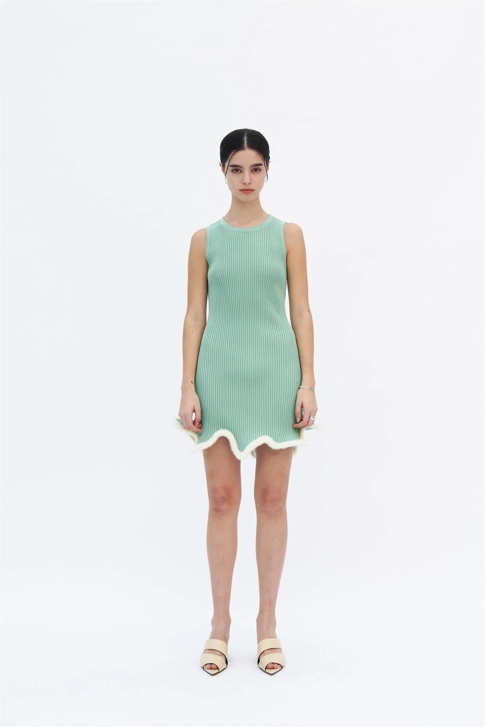 XENA 3D WAVY MINI TANK DRESS Sleek Draping