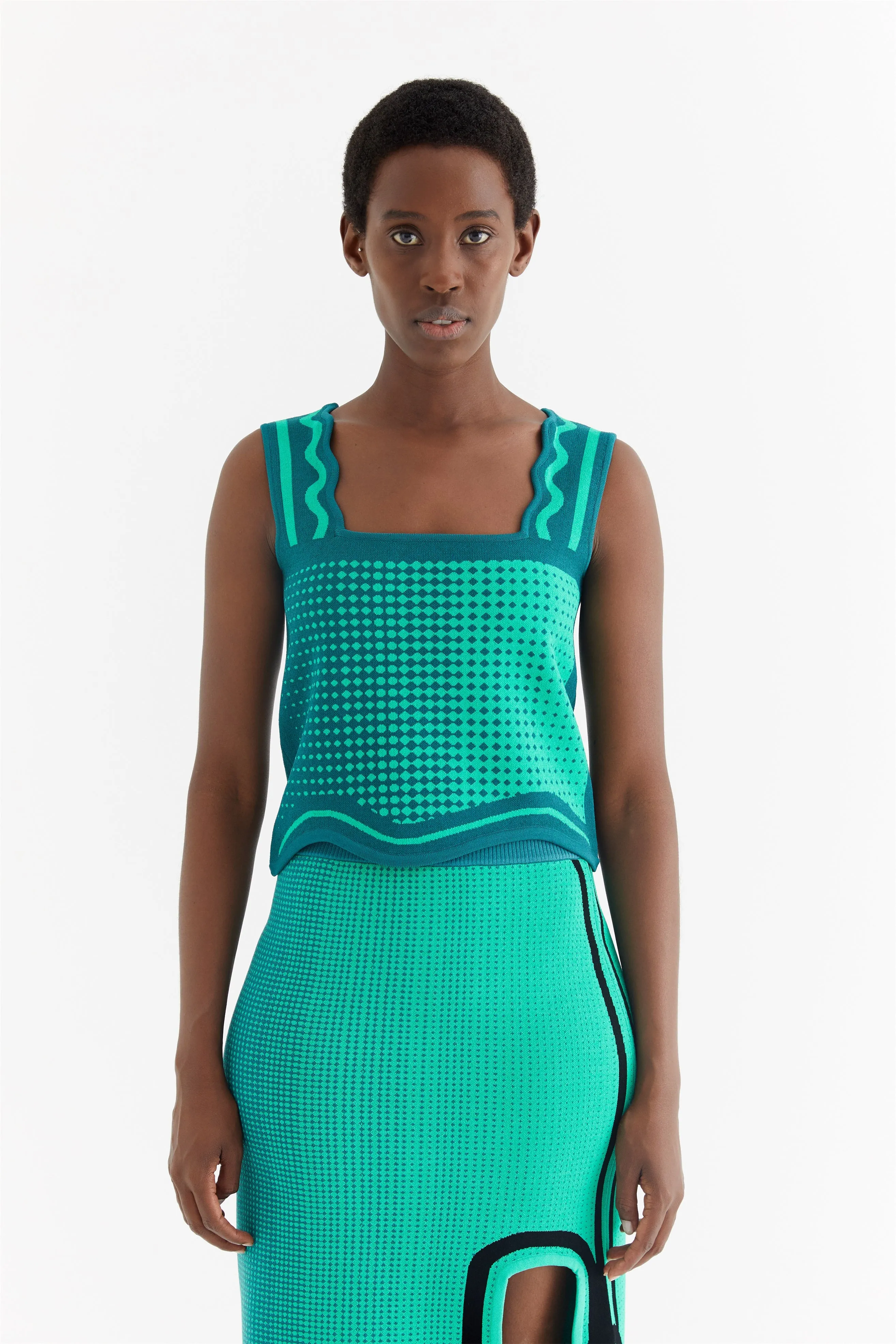 ZANE WAVY CROPPED TANK LaserCut Edges