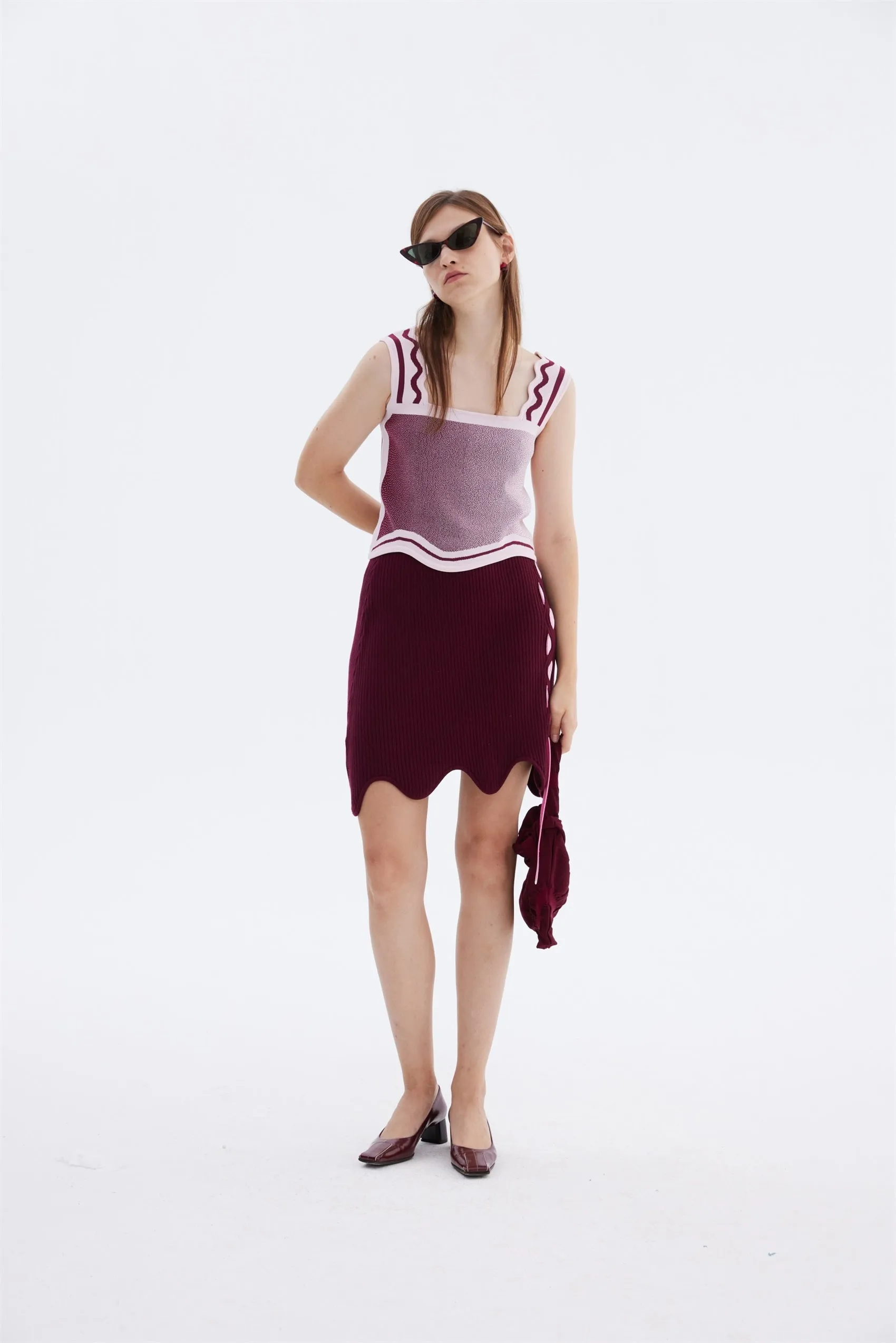 ZANE WAVY CROPPED TANK Non Slip Shoulder Seams