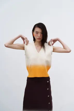 FLORIAN GRADIENT PRINT KNIT VEST OdorResistant Fabric Hidden Zipper Closure