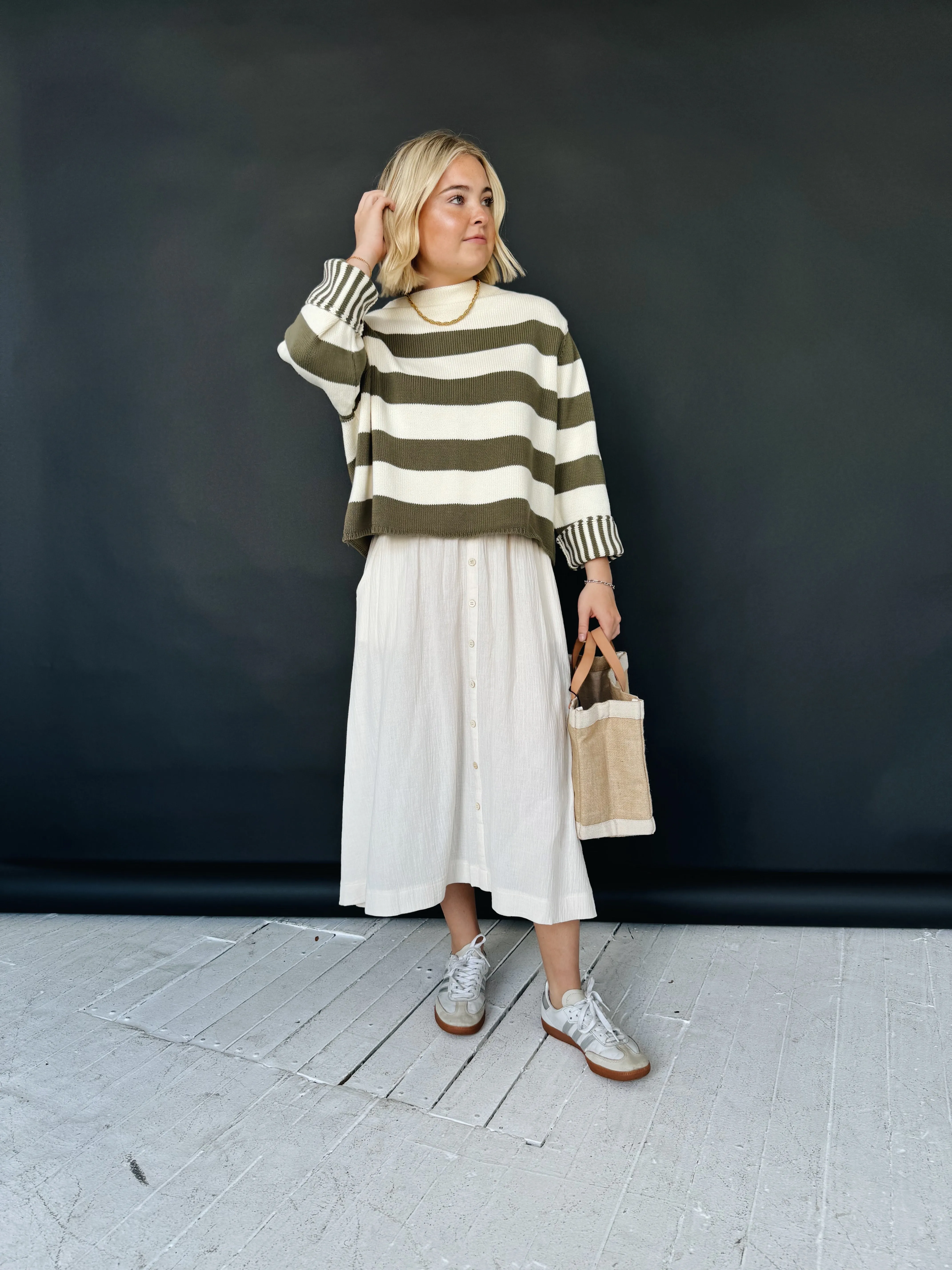 Zoe Midi Skirt - Ivory Relaxed Vibes