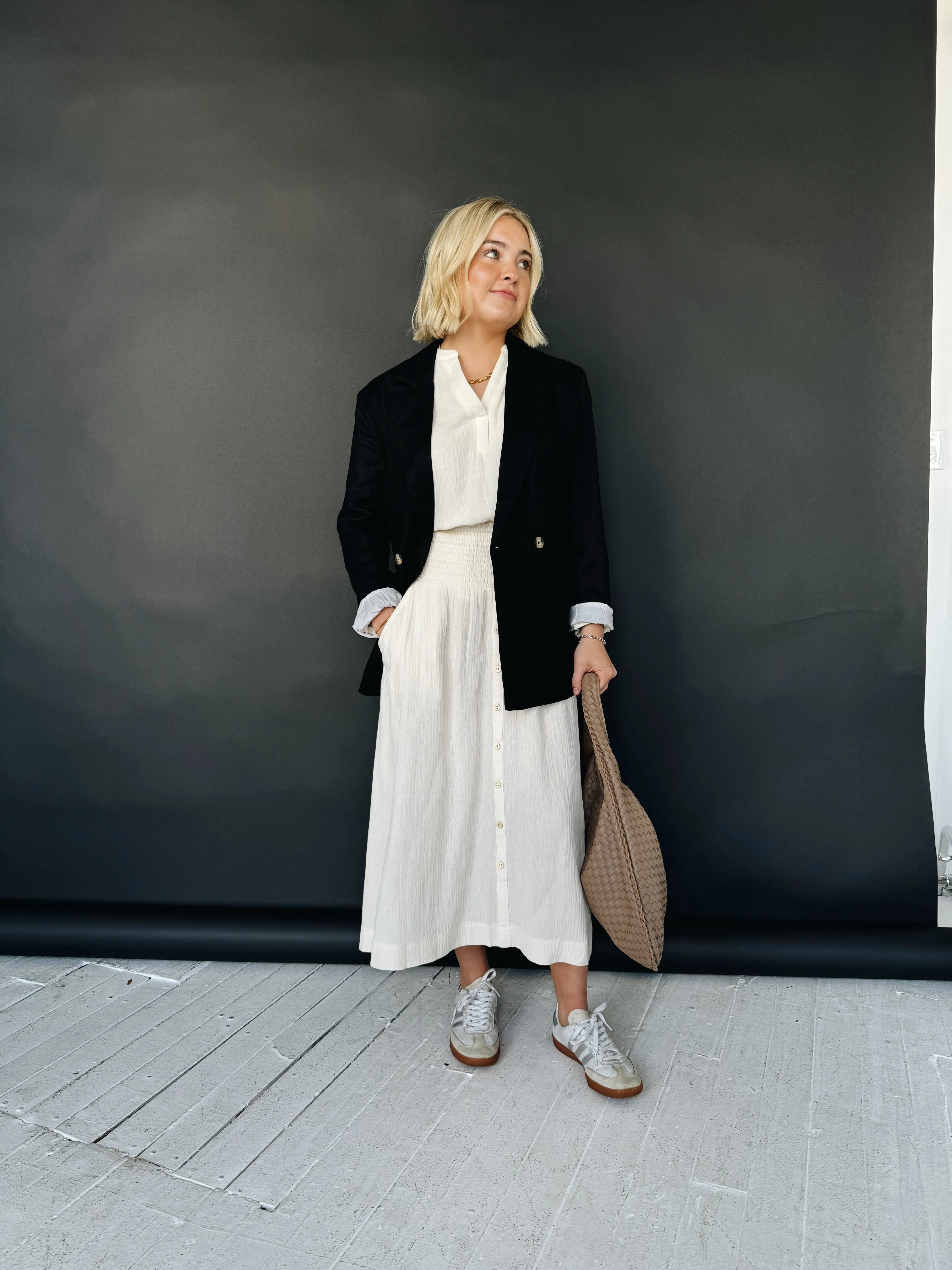 Zoe Midi Skirt - Ivory Non see through