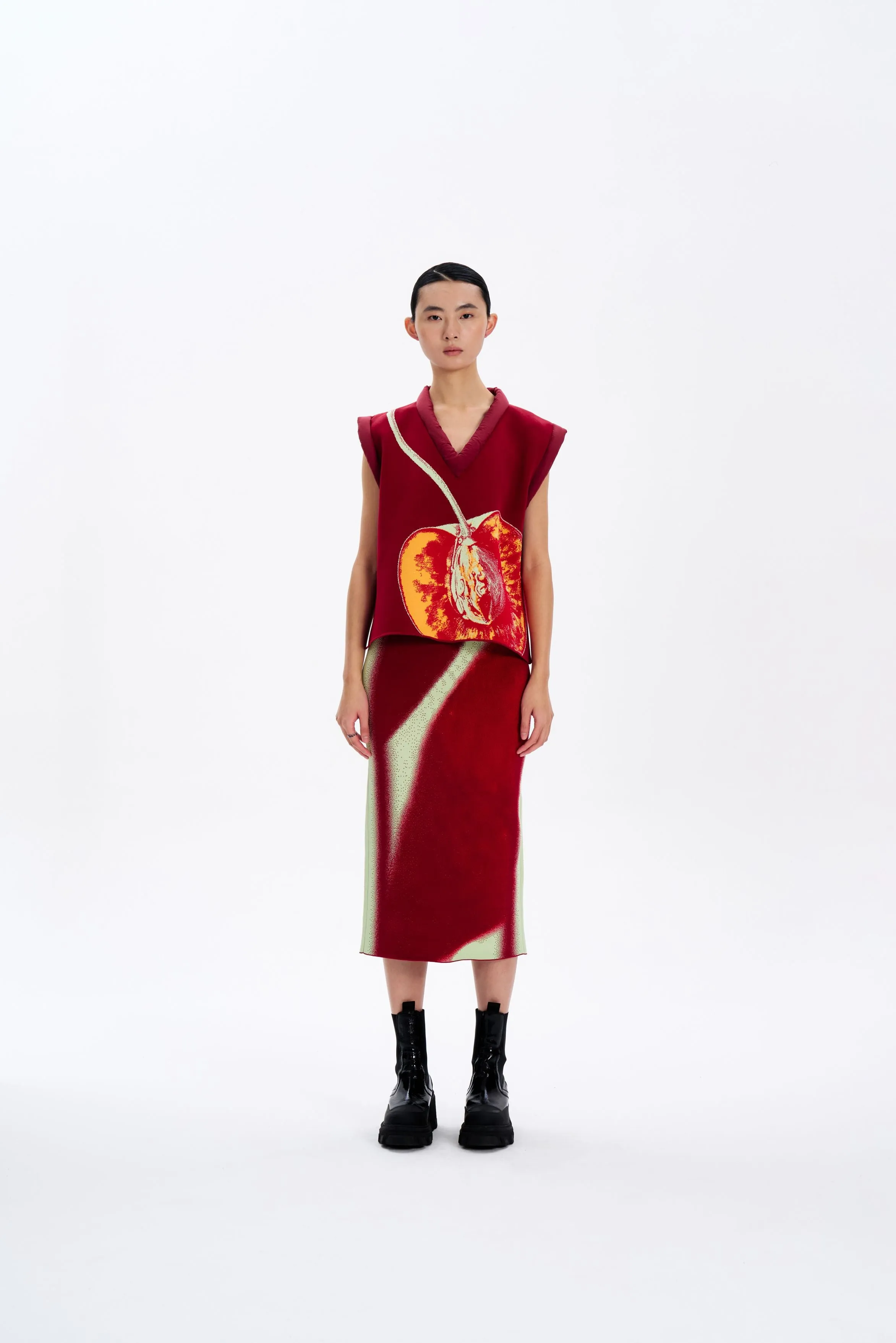 Rolled Hem Detailing AllDaySoftness ZOE OVERSIZED CHERRY VEST