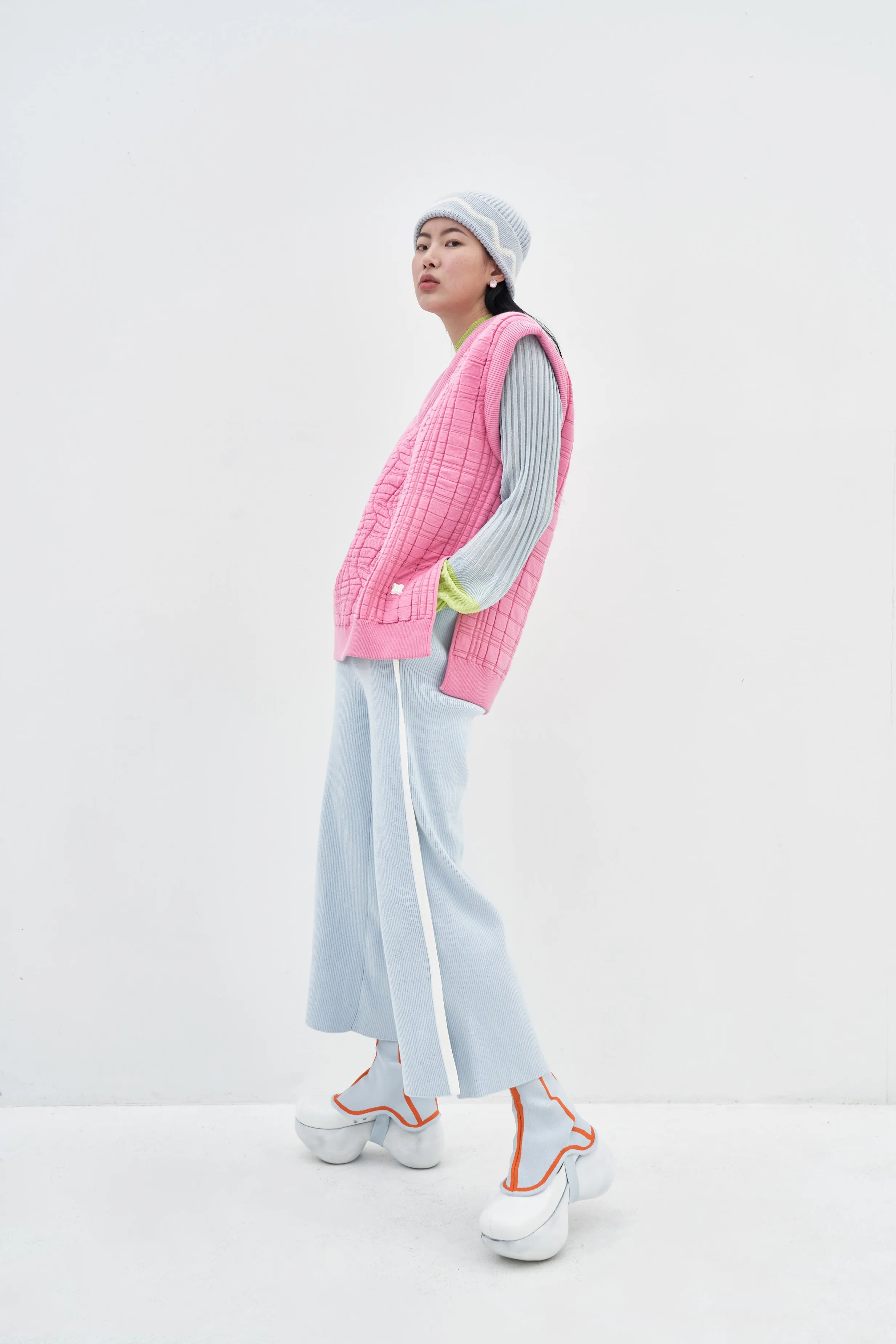 ZOE PILLOW STITCH OVERSIZED ECO VEST SoftBrushed Yarn Dyed Stripes